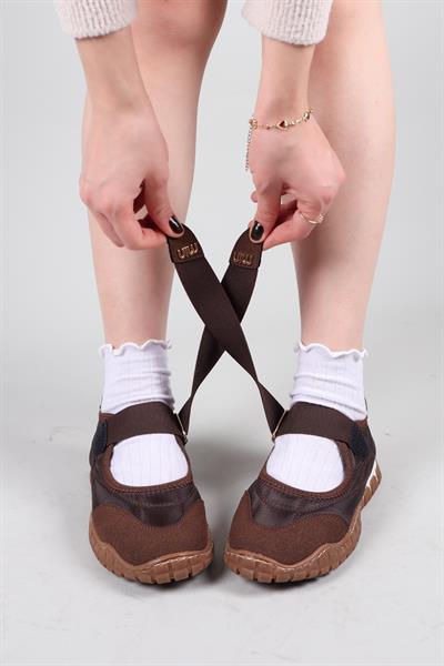 MADRE Cırtlı Süet Garnili  Paraşüt Babet KAHVERENGİ