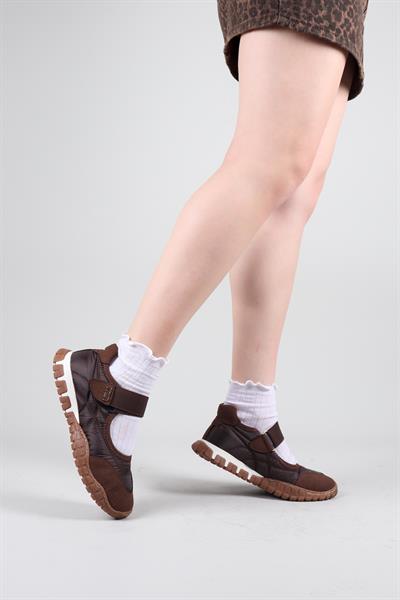 MADRE Cırtlı Süet Garnili  Paraşüt Babet KAHVERENGİ