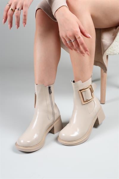 MARİ Gold Tokalı Kadın Topuklu Bot TEN