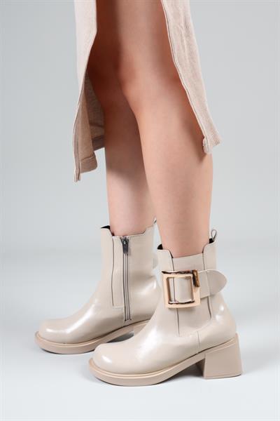 MARİ Gold Tokalı Kadın Topuklu Bot TEN