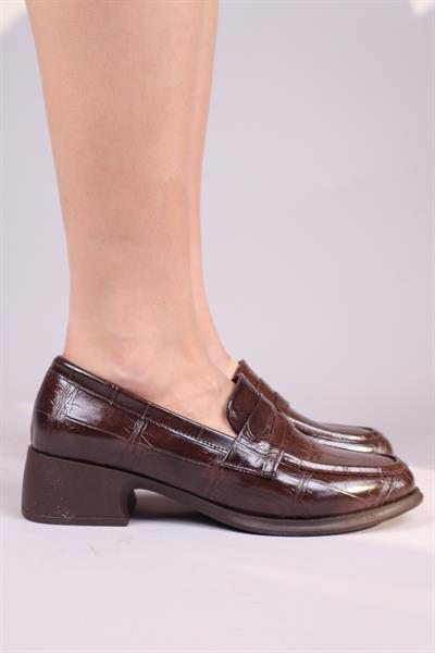 MELROSE Kroko Desenli Loafer KAHVERENGİ