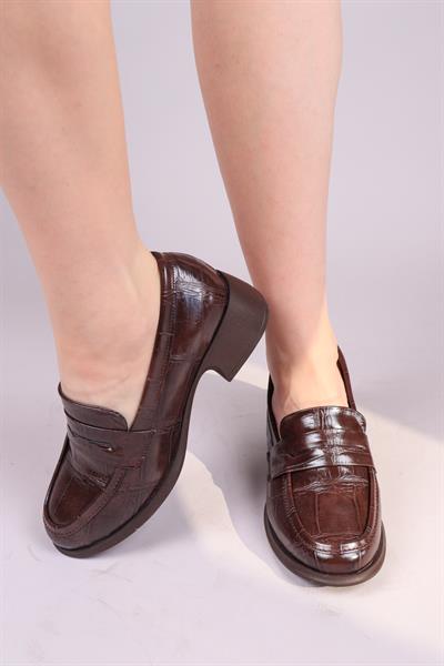 MELROSE Kroko Desenli Loafer KAHVERENGİ