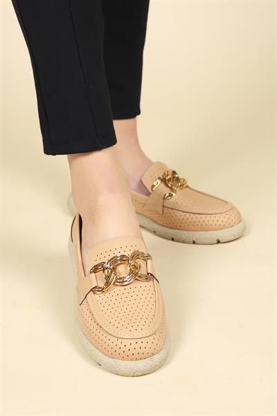 Metal Halkalı Delikli Loafer NUT