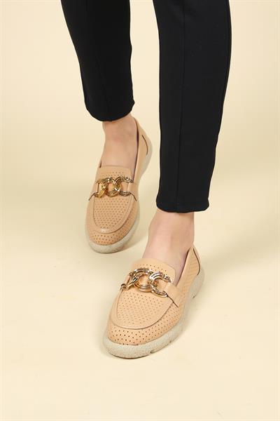 Metal Halkalı Delikli Loafer NUT