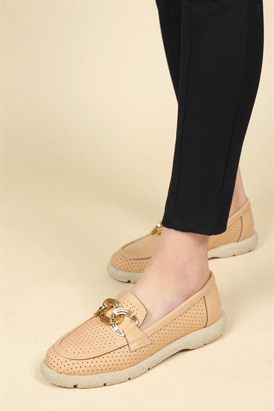 Metal Halkalı Delikli Loafer NUT