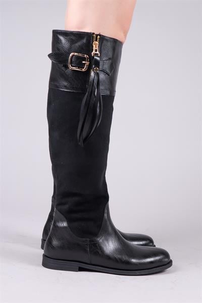 EDIE Cilt Süet Garnili Çizme SİYAH