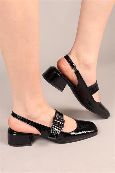 NOTUS Arka Açık Alçak Topuklu Ayakkabı SİYAH