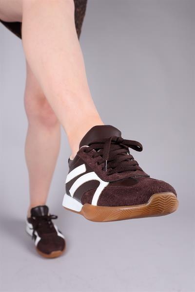 ORSA Cilt Süet Garnili Sneakers KAHVERENGİ