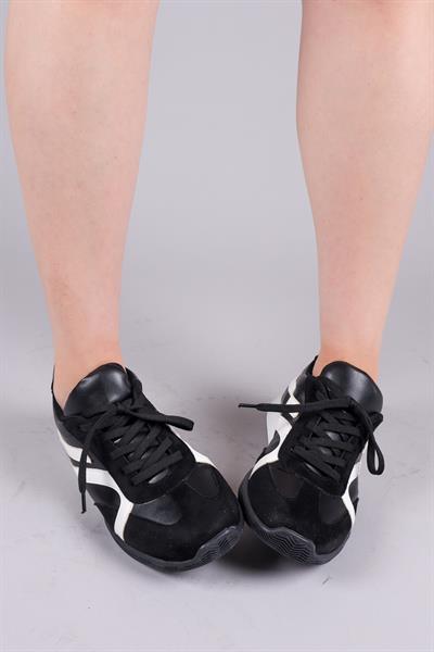 ORSA Cilt Süet Garnili Sneakers SİYAH