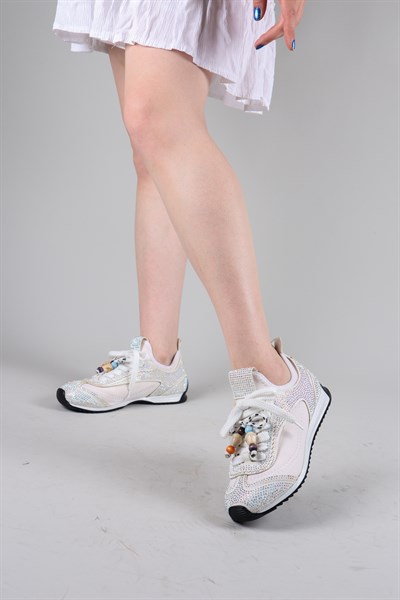 PALMAS Taş Detaylı Strech Sneakers BEYAZ