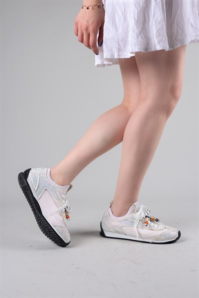 PALMAS Taş Detaylı Strech Sneakers BEYAZ