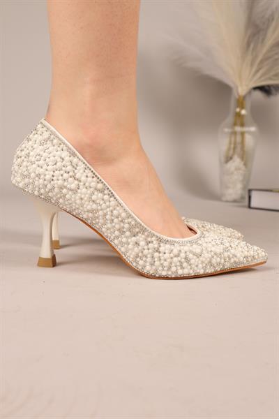 PARLOSA Taş ve İnci Baskılı Stiletto SEDEF