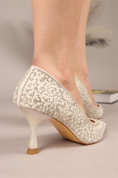 PARLOSA Taş ve İnci Baskılı Stiletto SEDEF