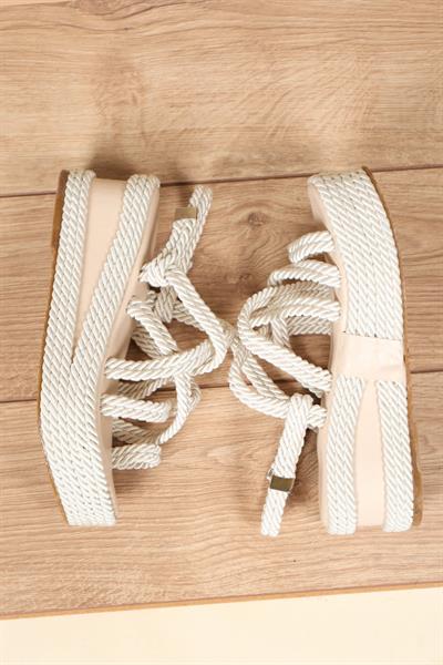 Parmak Arası Halat İpli Sandalet KREM