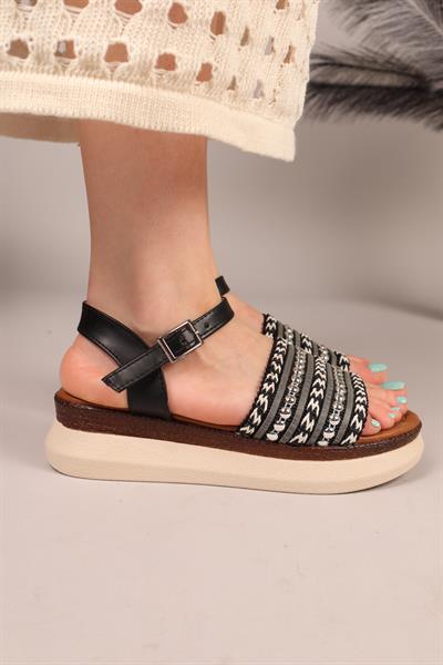 PLAT Örgü Sandalet SİYAH
