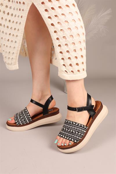 PLAT Örgü Sandalet SİYAH
