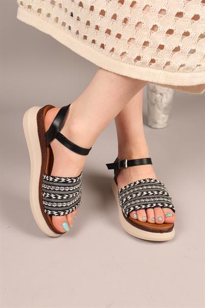 PLAT Örgü Sandalet SİYAH