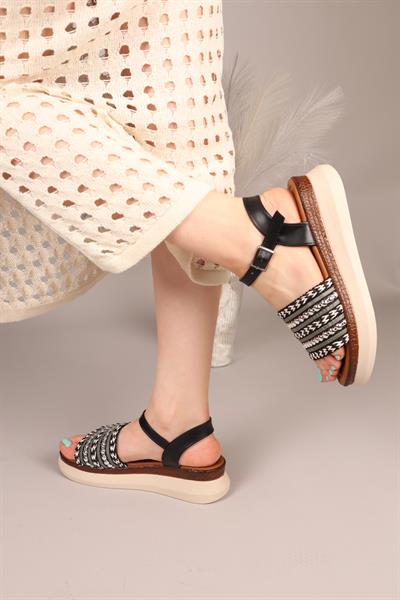 PLAT Örgü Sandalet SİYAH