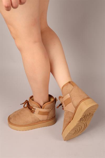 PUFF İçi Suni Kürklü Süet Bot CAMEL