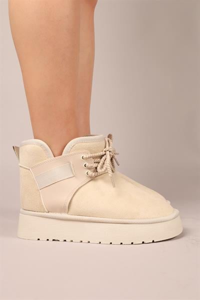 PUFF İçi Suni Kürklü Süet Bot TEN