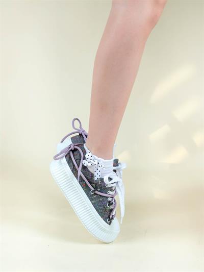 Renkli Keten Sneakers GRİ