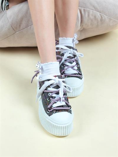 Renkli Keten Sneakers GRİ