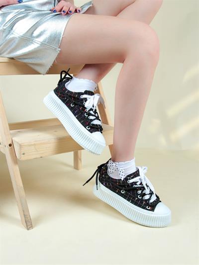 Renkli Keten Sneakers SİYAH