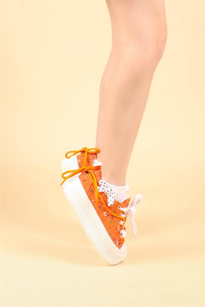 Renkli Keten Sneakers TURUNCU