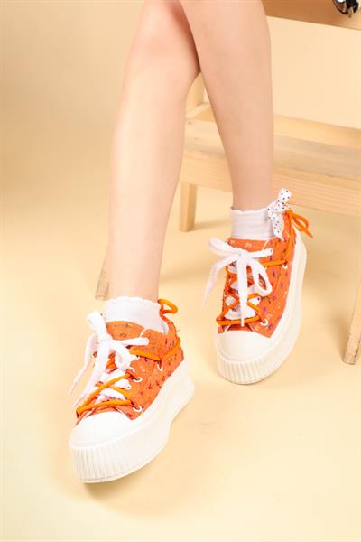 Renkli Keten Sneakers TURUNCU