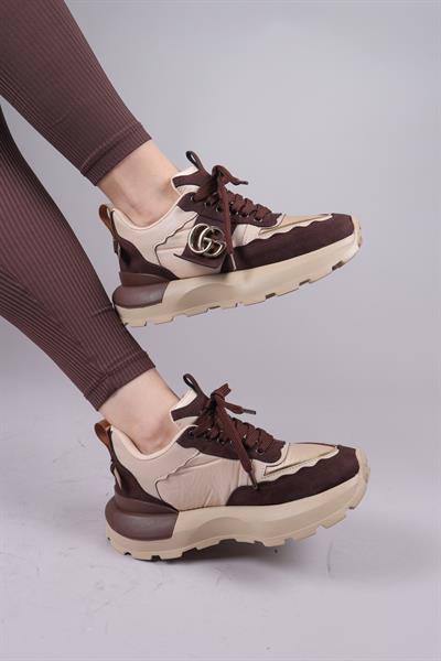 REPS Tokalı Süet Paraşüt Garnili Sneakers KAHVERENGİ