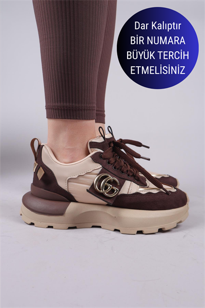 REPS Tokalı Süet Paraşüt Garnili Sneakers KAHVERENGİ