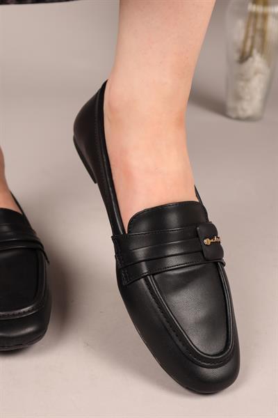 RİVA Kare Tokalı Loafer SİYAH