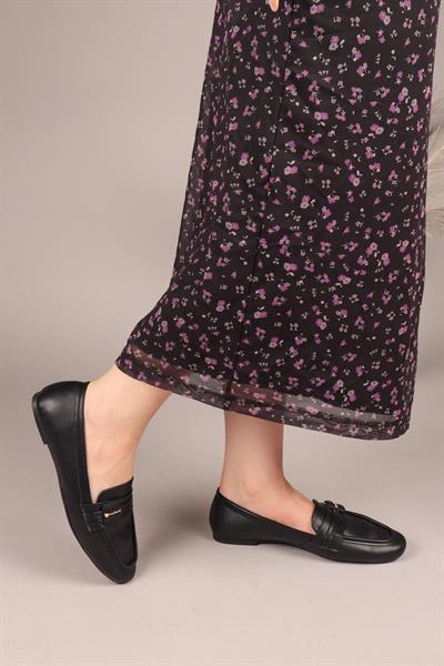 RİVA Kare Tokalı Loafer SİYAH