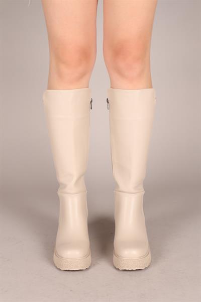 LUNA Kalın Topuk Cilt Çizme BEJ