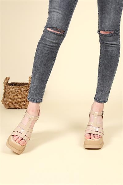 Rugan Platform Topuklu Ayakkabı NUDE