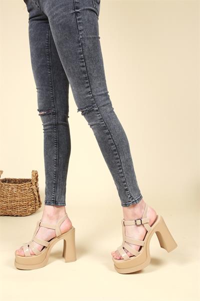 Rugan Platform Topuklu Ayakkabı NUDE