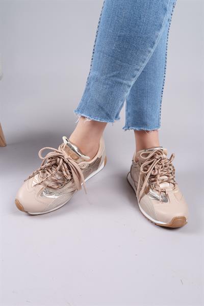 SALTA Çift Bağcıklı Garnili Sneakers BEJ