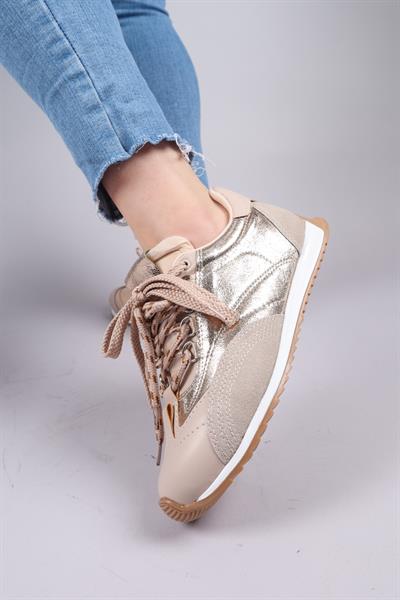 SALTA Çift Bağcıklı Garnili Sneakers BEJ