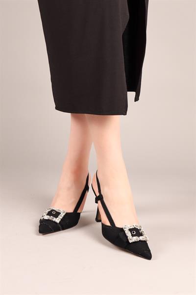 SANDY Taşlı Kot Topuklu Ayakkabı SİYAH