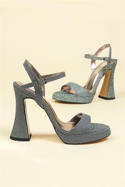 Simli File Tek Bant Platform Topuklu PLATİN