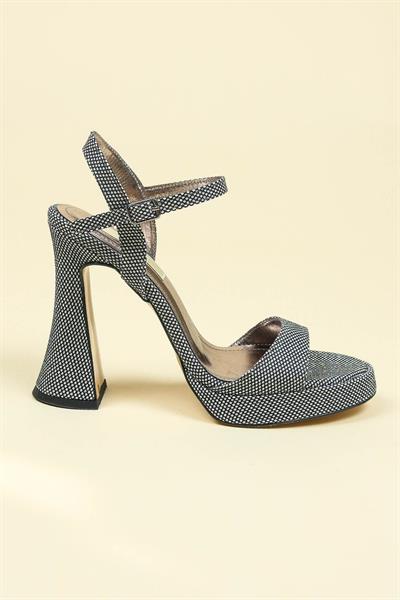 Simli File Tek Bant Platform Topuklu PLATİN