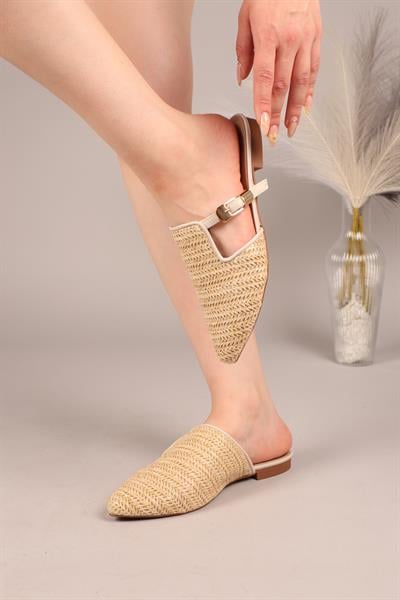 SLEY Tokalı Hasır Terlik TEN