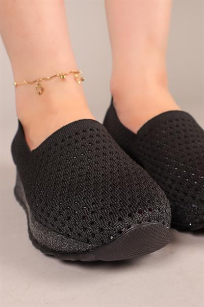 SNİX Triko Kalın Tabanlı Babet SİYAH