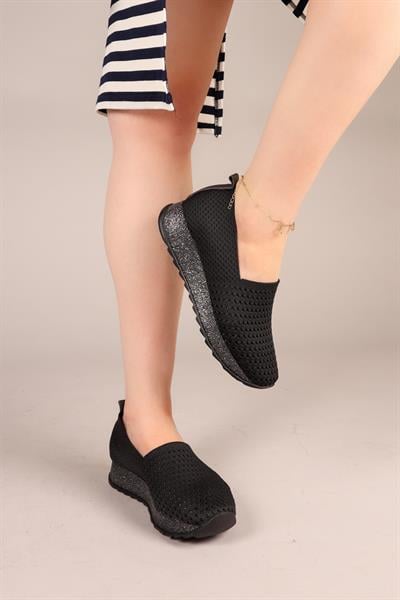 SNİX Triko Kalın Tabanlı Babet SİYAH