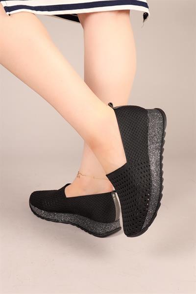 SNİX Triko Kalın Tabanlı Babet SİYAH