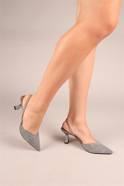 SORELLE Arkası Lastikli Stiletto PLATİN