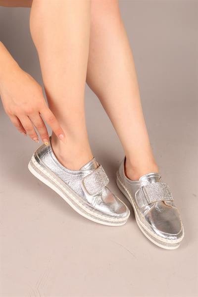 STONE Taşlı Cırtlı Sneakers GÜMÜŞ
