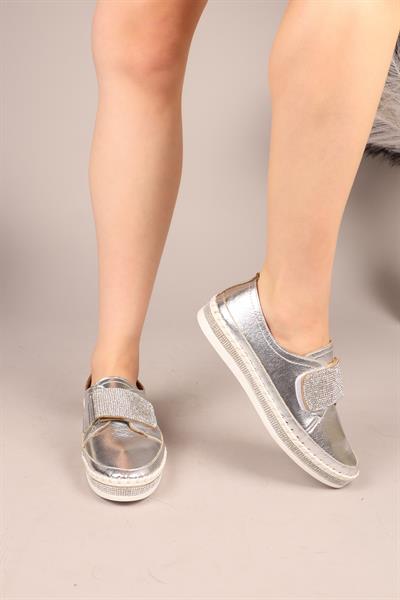 STONE Taşlı Cırtlı Sneakers GÜMÜŞ
