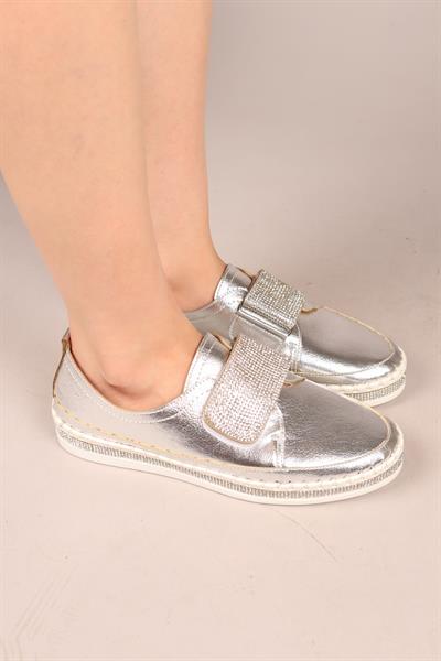 STONE Taşlı Cırtlı Sneakers GÜMÜŞ