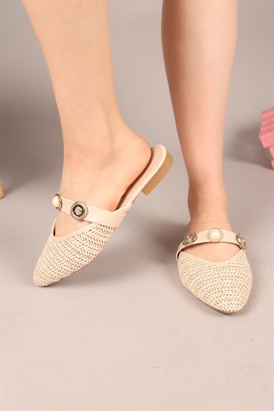 STRAW Aksesuarlı Hasır Terlik TEN